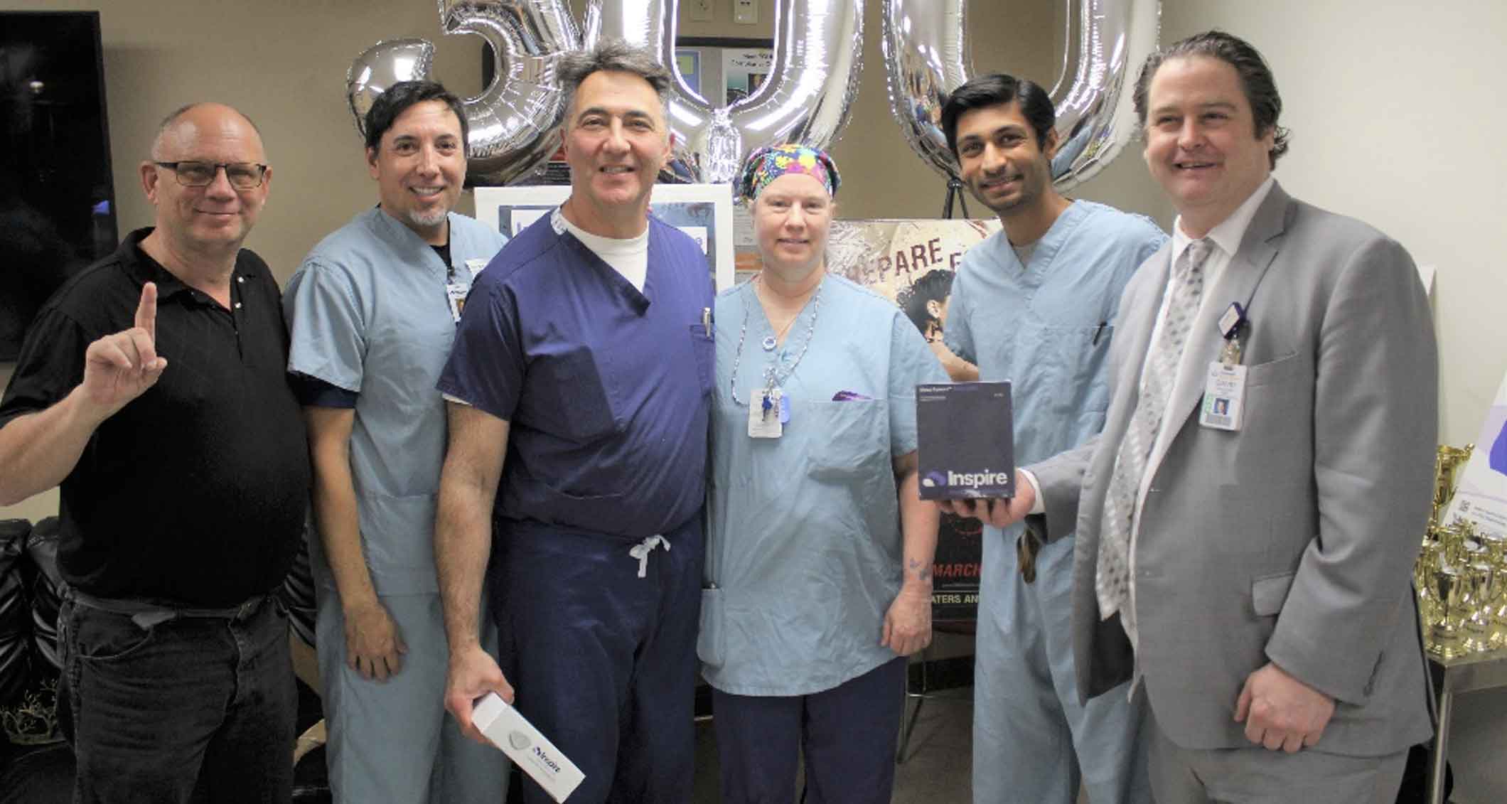 Randy Livingston, Inspire representatives, Dr. Emami, Dr. Patel, and David Ziolkowski